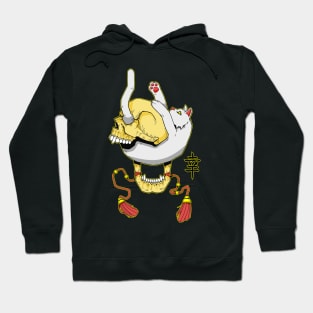 Cat and head skull rope Hoodie